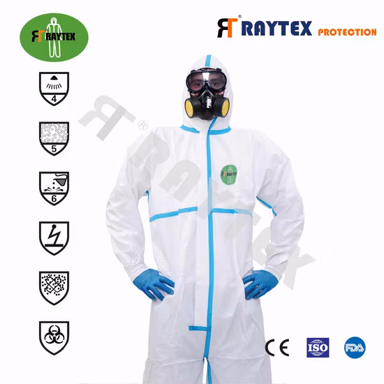 Custom Unisex Disposable Medical Non Woven Working Safety Coverall Full Body Protection Clothing PPE Suit in Stock